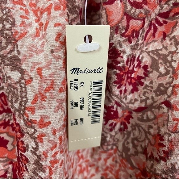 Nwt | Madewell Silk Cold-Shoulder Dress in Watercolor Paisley Size XS - Picture 3 of 13